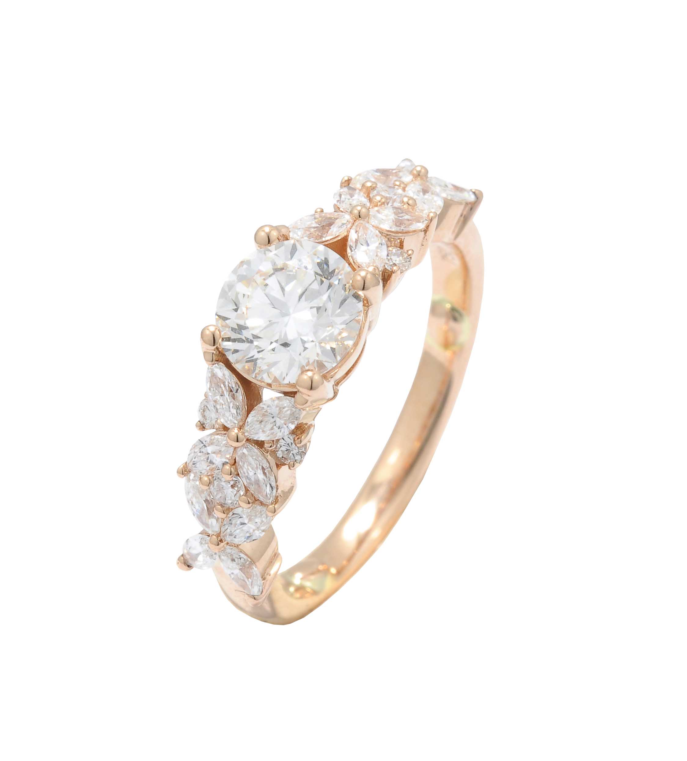 Fancy Shape Diamond Ring In 18k Rose Gold.
