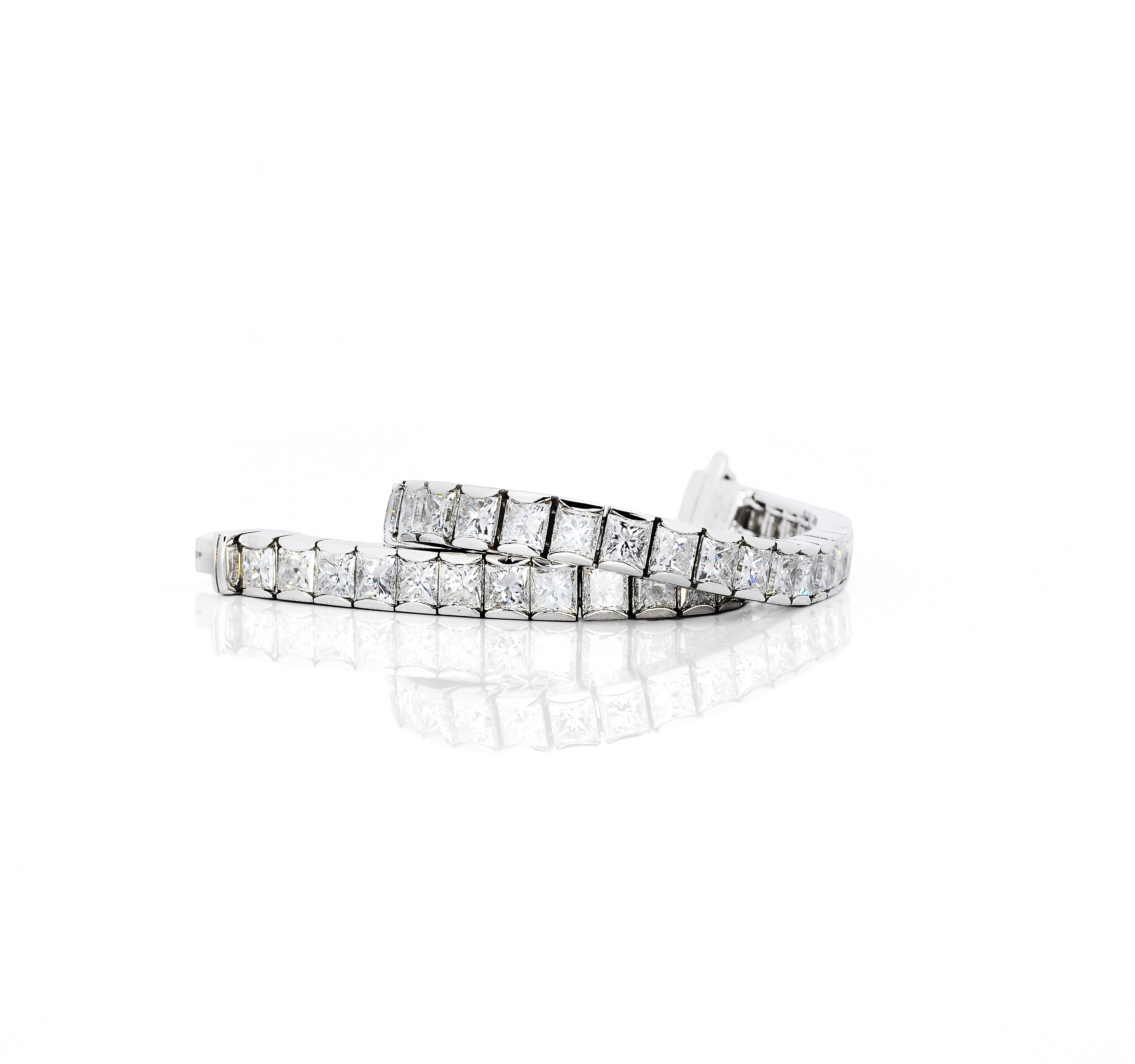 Princess - Cut Diamond Bracelet In 18k White Gold.