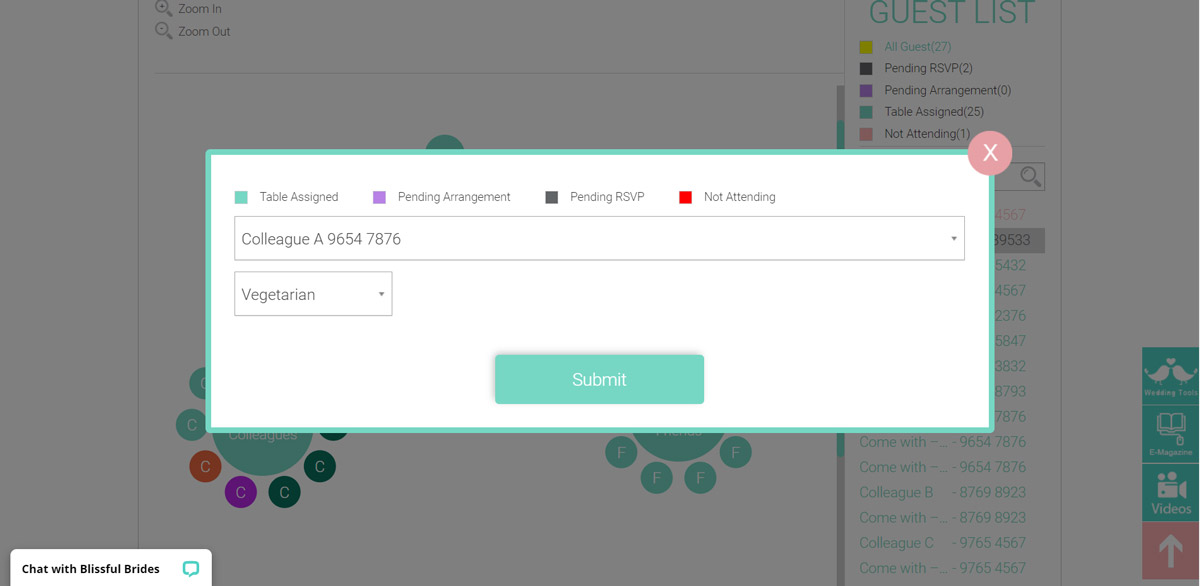 An Easy Way to Plan Your Wedding Seating Arrangement: Blissful Brides’ Online Seating Planner Tool 