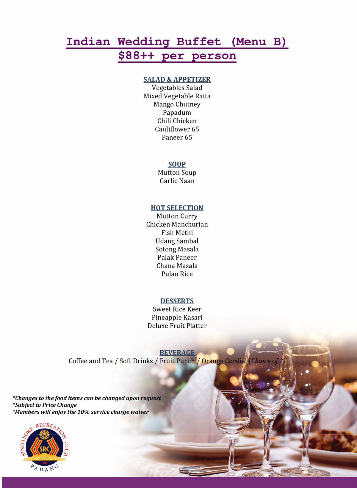 Indian Wedding Buffet Lunch or Dinner Package Blissful Brides Wedding Banquet, Bands, Venues