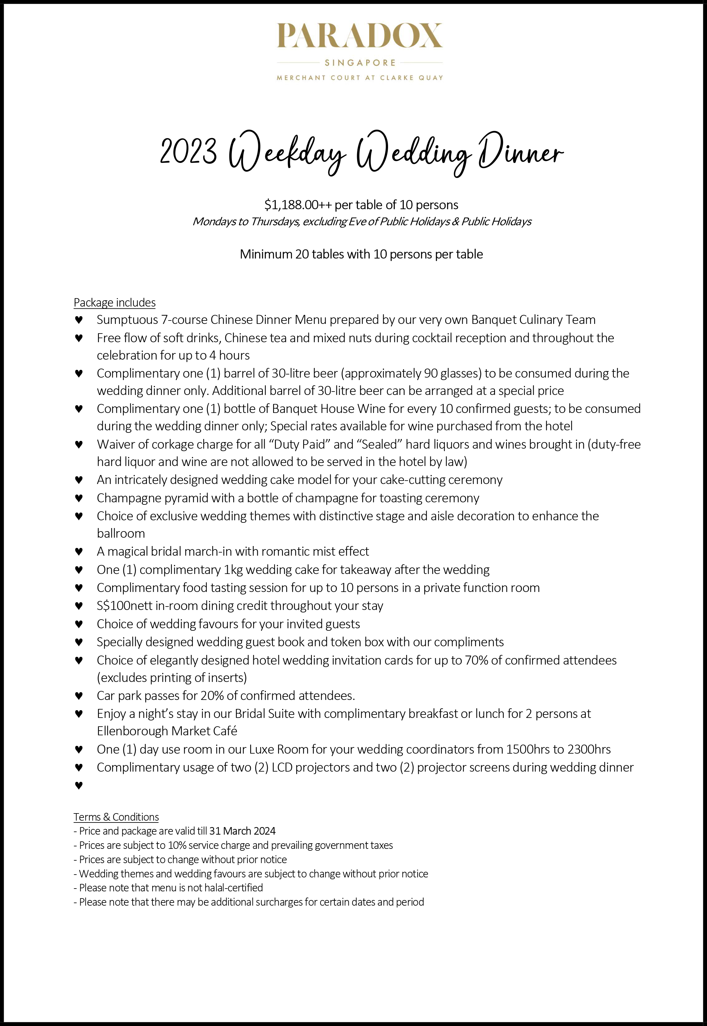                                                 2023 Wedding Package (Paradox Singapore Merchant Court @ Clarke Quay)
                      
                      