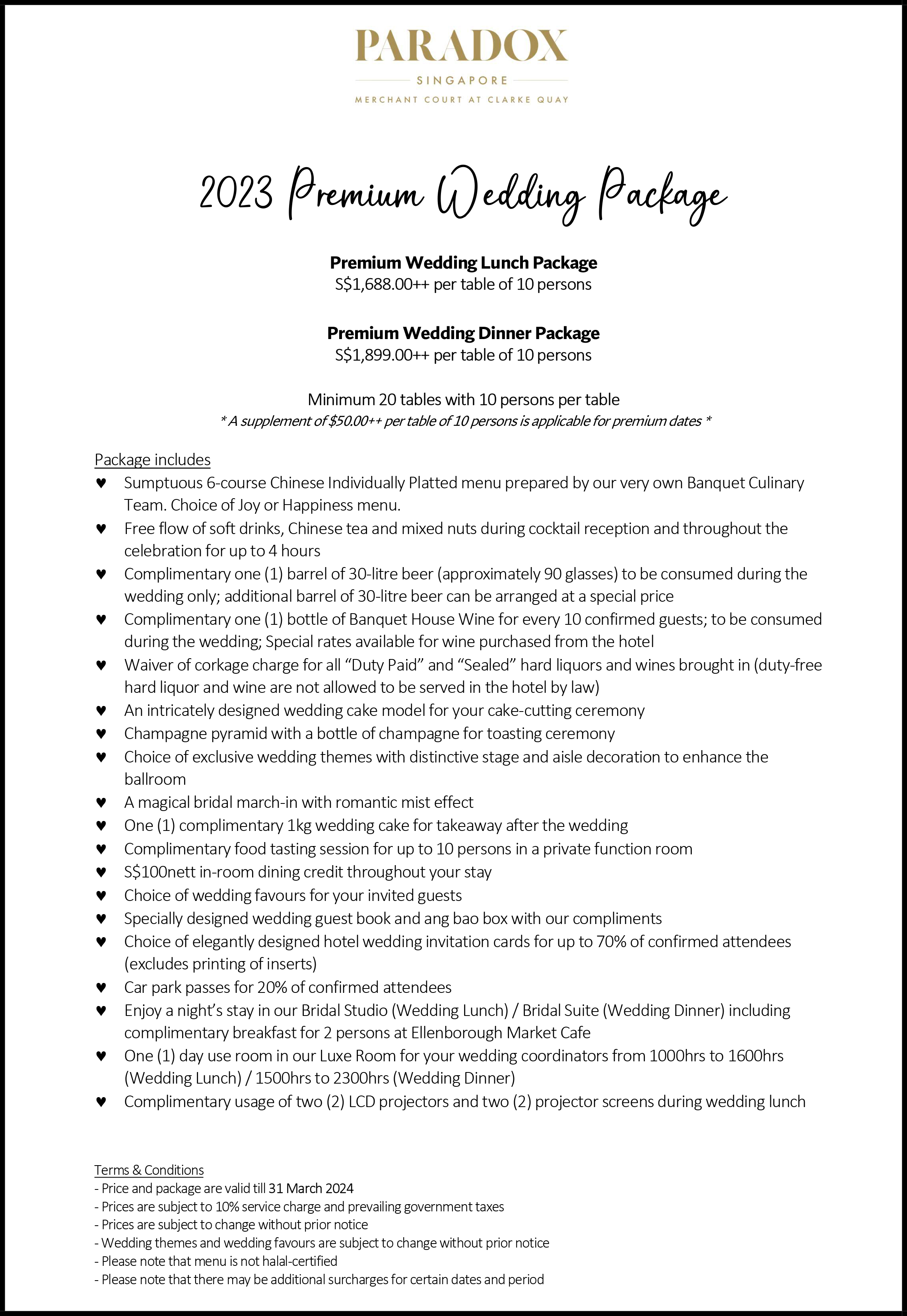                                                 2023 Wedding Package (Paradox Singapore Merchant Court @ Clarke Quay)
                      
                      